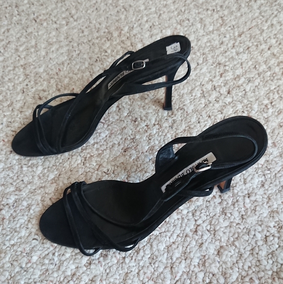 Manolo Blahnik Shoes - Manolo Blahnik Elegant Black leather Strappy Heels size 38